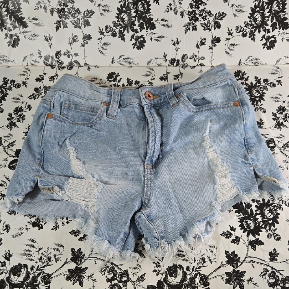 Kendall & Kylie Light Blue Distressed Jean Shorts A77